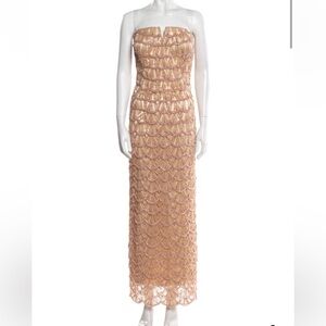 Rubin Singer Beaded Pink Evening Gown